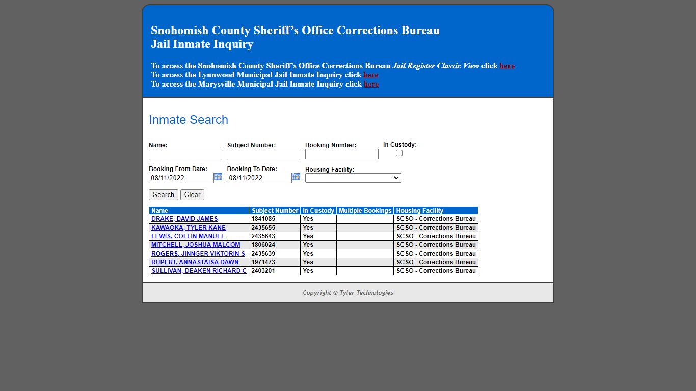 Inmate Search - Snohomish County, Washington Inmate Portal